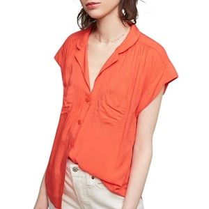 Women's Orange Button-Up Top